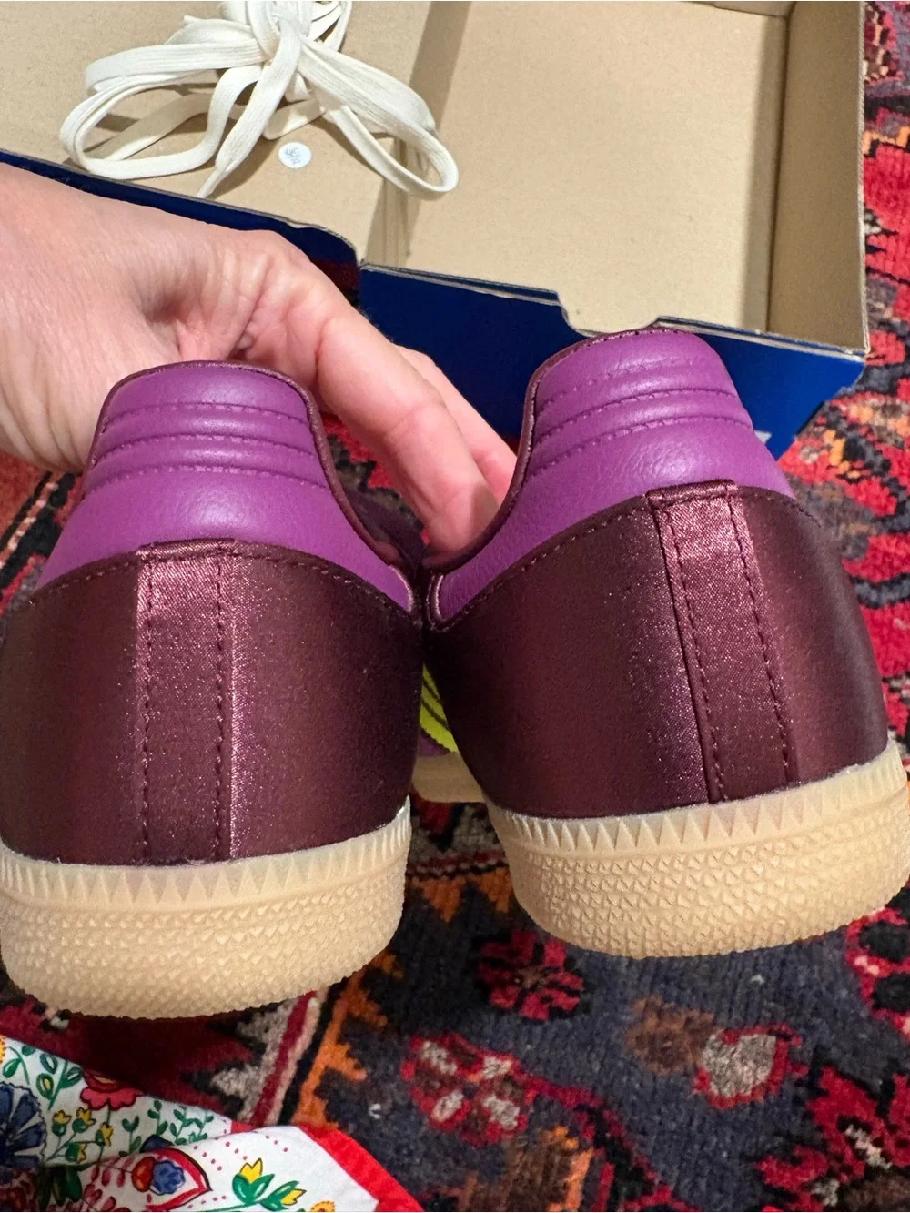 Adidas Samba OG 8.5 Women's Purple & Neon Yellow Casual Sneaker NEW in box - Picture 4 of 9